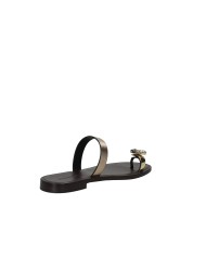 DonnaRì gd08a Sandalo infradito basso con gioiello e in pelle Taupe