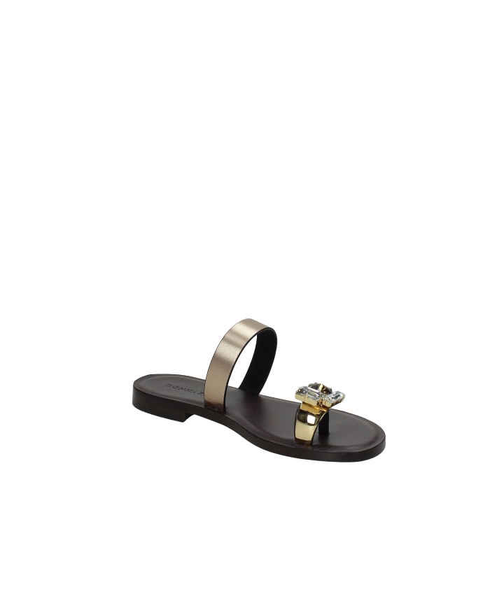 DonnaRì gd08a Sandalo infradito basso con gioiello e in pelle Taupe