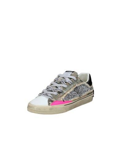 Crime London distress.29073 Sneaker da donna basse in pelle e canvas Bianco