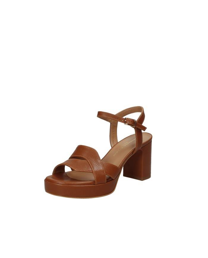 Gianmarco Sorelli 3033 Sandalo con tacco e plateau in pelle Tan