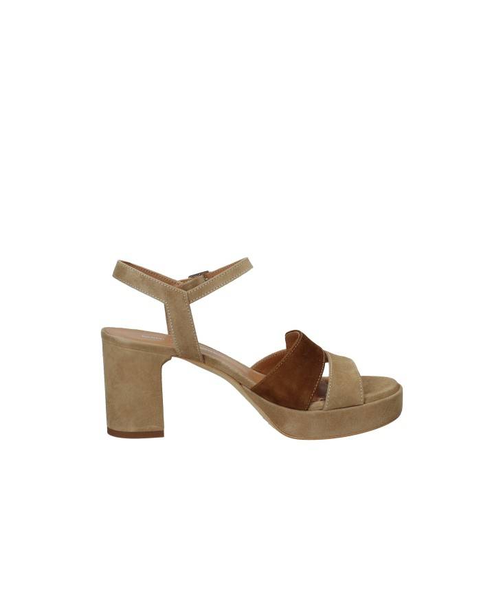 Gianmarco Sorelli 3033 Sandalo con tacco e plateau in camoscio Sabbia