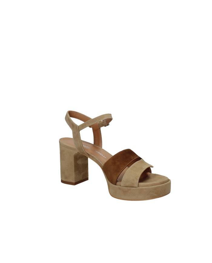 Gianmarco Sorelli 3033 Sandalo con tacco e plateau in camoscio Sabbia