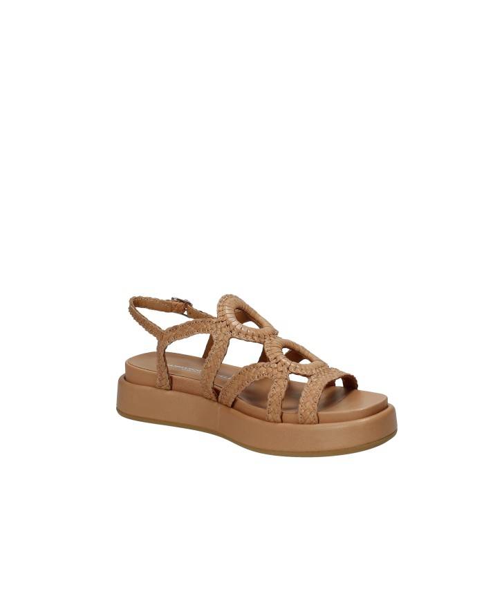 Gianmarco Sorelli 2270 Sandalo con zeppa in pelle Tan