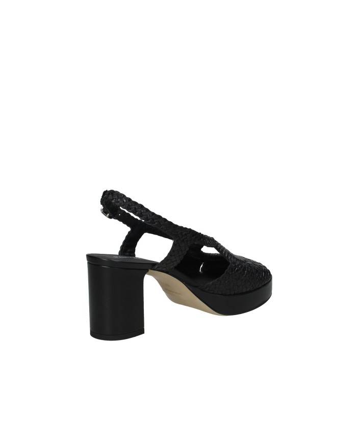 Gianmarco Sorelli 2272 Sandalo con tacco e plateau in pelle intrecciata Nero