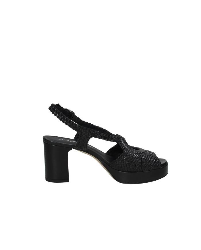 Gianmarco Sorelli 2272 Sandalo con tacco e plateau in pelle intrecciata Nero