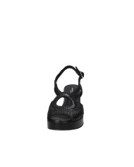 Gianmarco Sorelli 2272 Sandalo con tacco e plateau in pelle intrecciata Nero