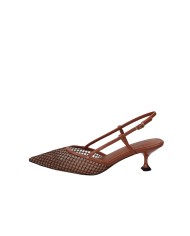 Lola Cruz 188z02bk Décolleté slingback in rete glitter e pelle Marrone