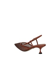 Lola Cruz 188z02bk Décolleté slingback in rete glitter e pelle Marrone