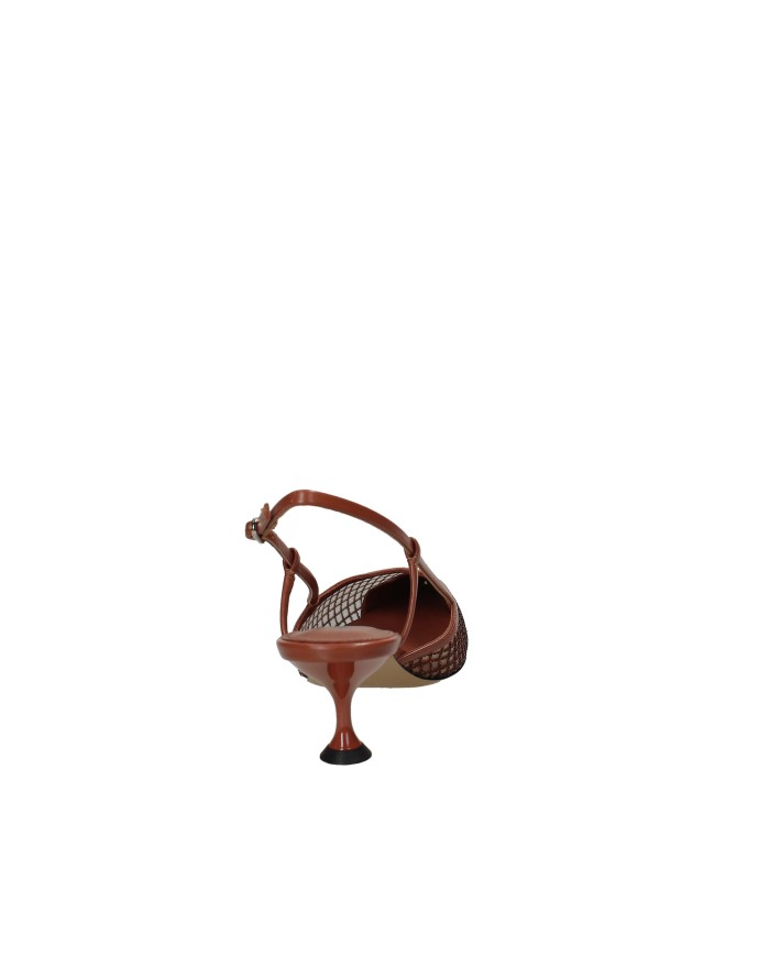 Lola Cruz 188z02bk Décolleté slingback in rete glitter e pelle Marrone