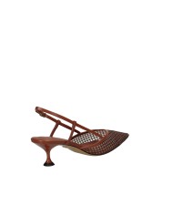 Lola Cruz 188z02bk Décolleté slingback in rete glitter e pelle Marrone