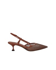 Lola Cruz 188z02bk Décolleté slingback in rete glitter e pelle Marrone