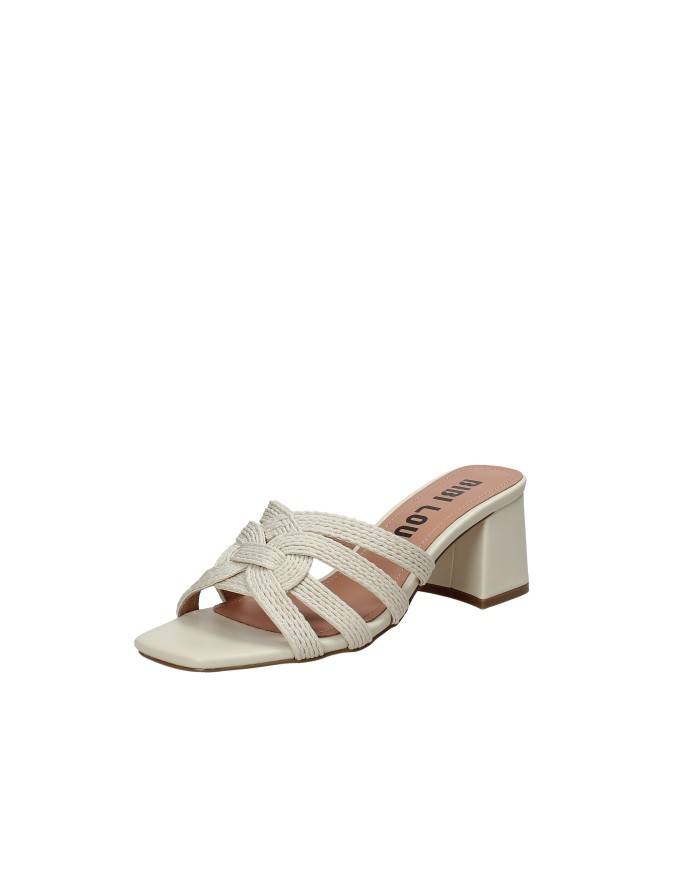 Bibi Lou 878z94hg Sandalo scalzato alto in pelle e tessuto Off White