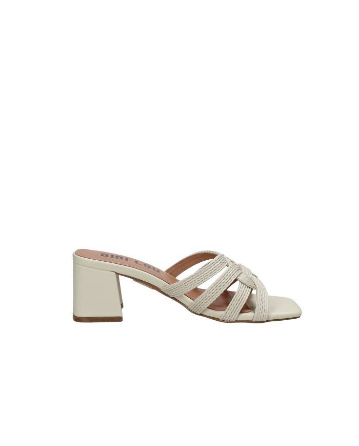 Bibi Lou 878z94hg Sandalo scalzato alto in pelle e tessuto Off White
