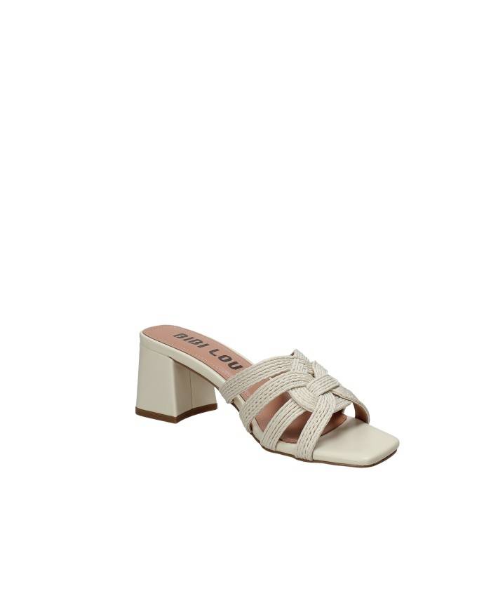 Bibi Lou 878z94hg Sandalo scalzato alto in pelle e tessuto Off White
