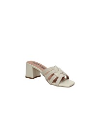 Bibi Lou 878z94hg Sandalo scalzato alto in pelle e tessuto Off White
