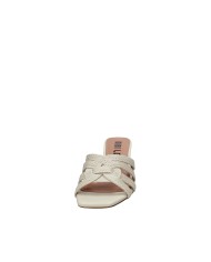 Bibi Lou 878z94hg Sandalo scalzato alto in pelle e tessuto Off White