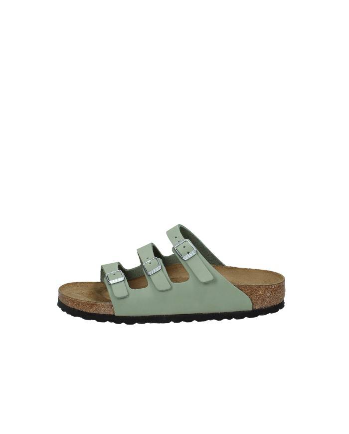 Birkenstock Florida.1030319 Sandalo tre cinturini in Birko-Flor® effetto nabuk Verde Salvia