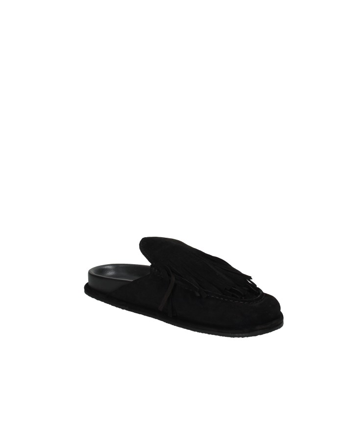 JVAM 40449 Sabot con frange in camoscio Nero