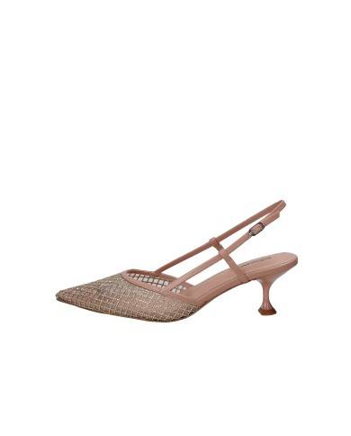 Lola Cruz 188z02bk Décolleté slingback in rete glitter e pelle Nude