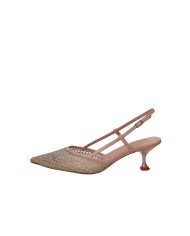Lola Cruz 188z02bk Décolleté slingback in rete glitter e pelle Nude