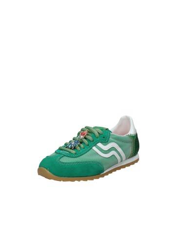 Prima Base 51500 Sneaker da donna "running" in camoscio e tessuto Verde