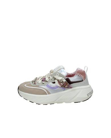 Prima Base 51554 Sneaker "running" da donna in camoscio e tessuto Taupe