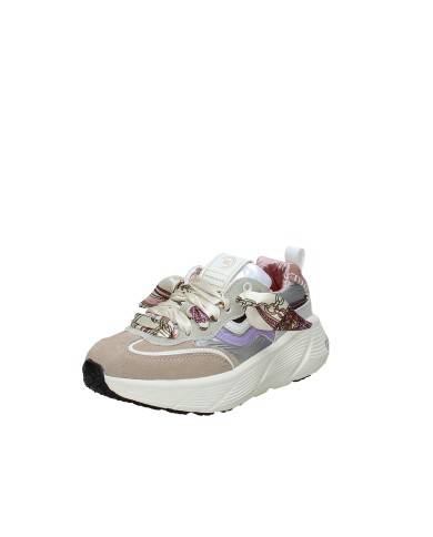 Prima Base 51554 Sneaker "running" da donna in camoscio e tessuto Taupe