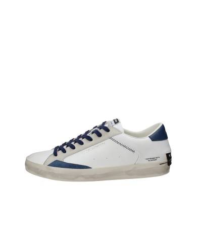Crime London distressed.19003 Sneaker da uomo in pelle e camoscio Bianco e Blu