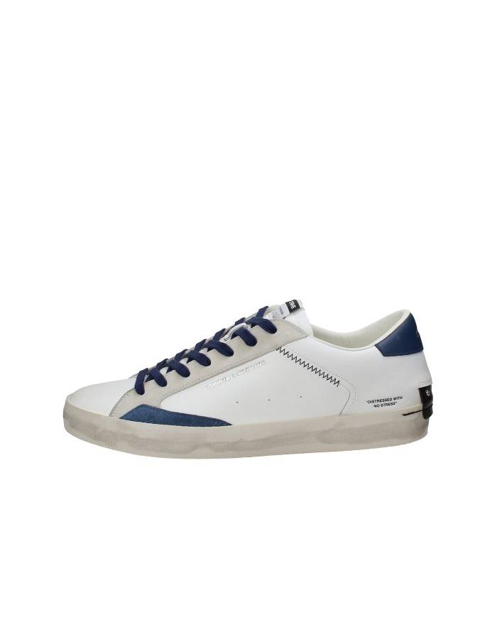 Crime London distressed.19003 Sneaker da uomo in pelle e camoscio Bianco e Blu