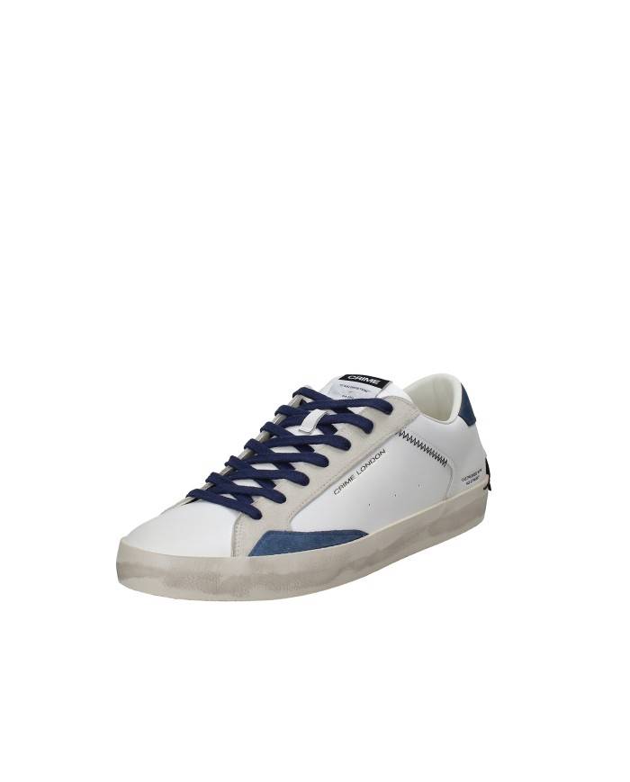 Crime London distressed.19003 Sneaker da uomo in pelle e camoscio Bianco e Blu