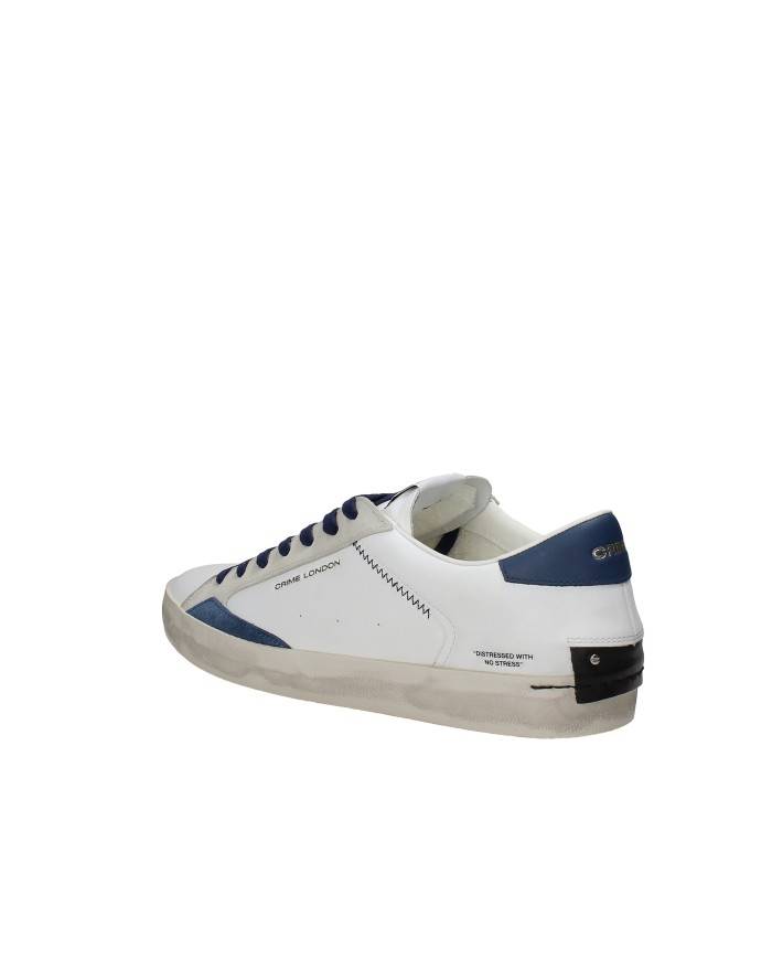 Crime London distressed.19003 Sneaker da uomo in pelle e camoscio Bianco e Blu