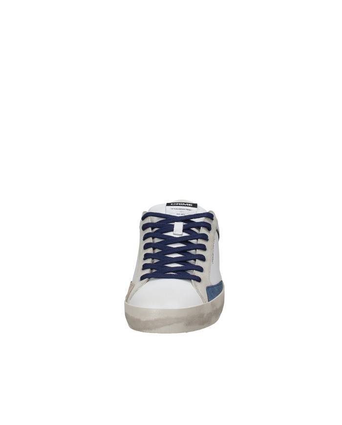 Crime London distressed.19003 Sneaker da uomo in pelle e camoscio Bianco e Blu
