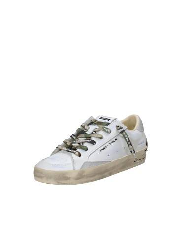Crime London sk8 Delux.19108 Sneaker basse da uomo in pelle e camoscio Bianco