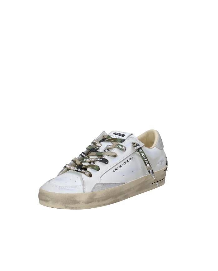 Crime London sk8 Delux.19108 Sneaker basse da uomo in pelle e camoscio Bianco