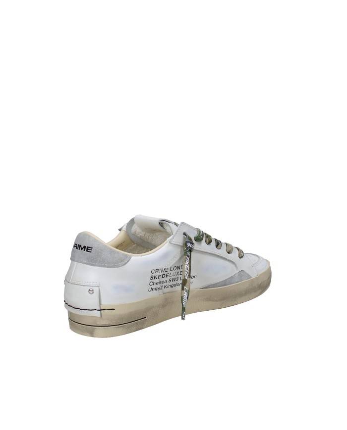 Crime London sk8 Delux.19108 Sneaker basse da uomo in pelle e camoscio Bianco