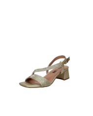Bibi Lou 872z94hg Sandali con tacco in pelle e tessuto Oro