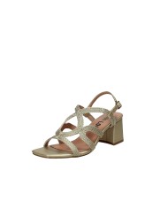 Bibi Lou 876z94hg Sandali con tacco alto in pelle e tessuto Oro