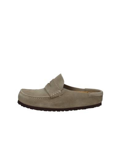 Birkenstock Naples.1029710 Sabot stile mocassino in camoscio Taupe