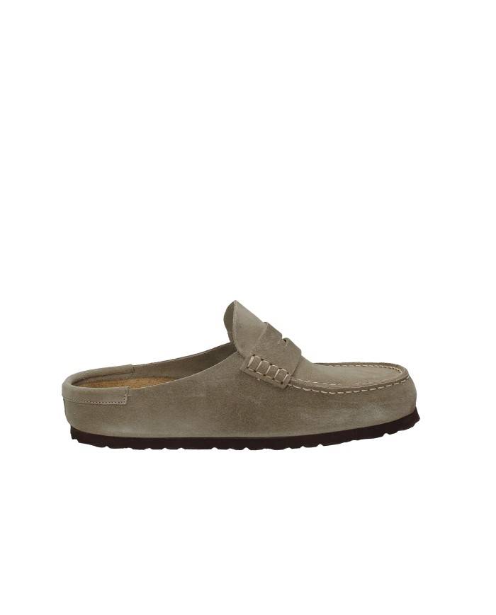 Birkenstock Naples.1029710 Sabot stile mocassino in camoscio Taupe