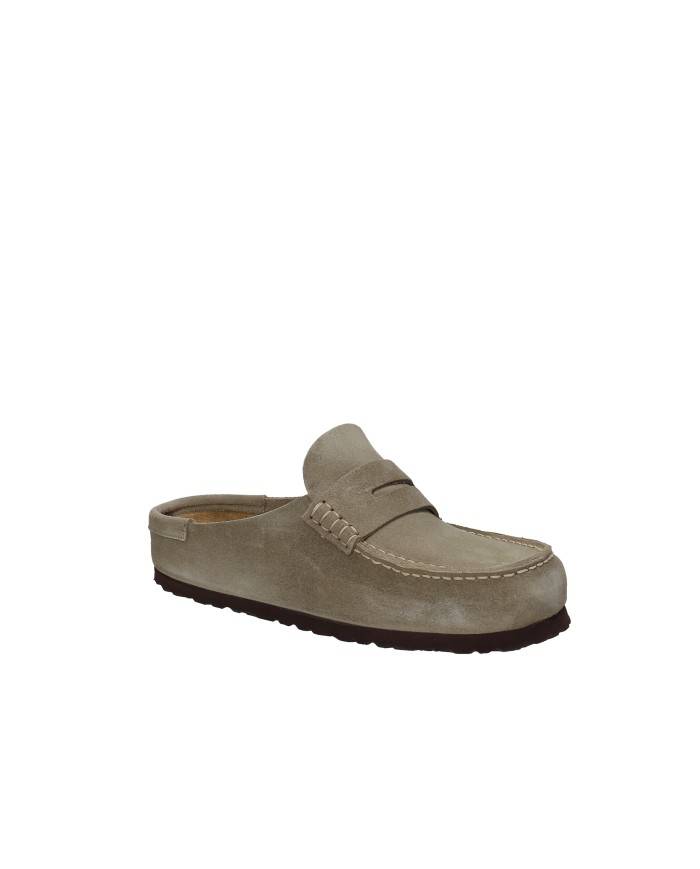 Birkenstock Naples.1029710 Sabot stile mocassino in camoscio Taupe