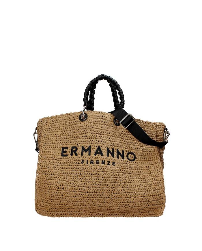 Ermanno Scervino 12402082 Borsa grande in rafia ed ecopelle Beige