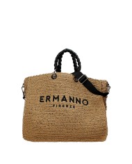Ermanno Scervino 12402082 Borsa grande in rafia ed ecopelle Beige