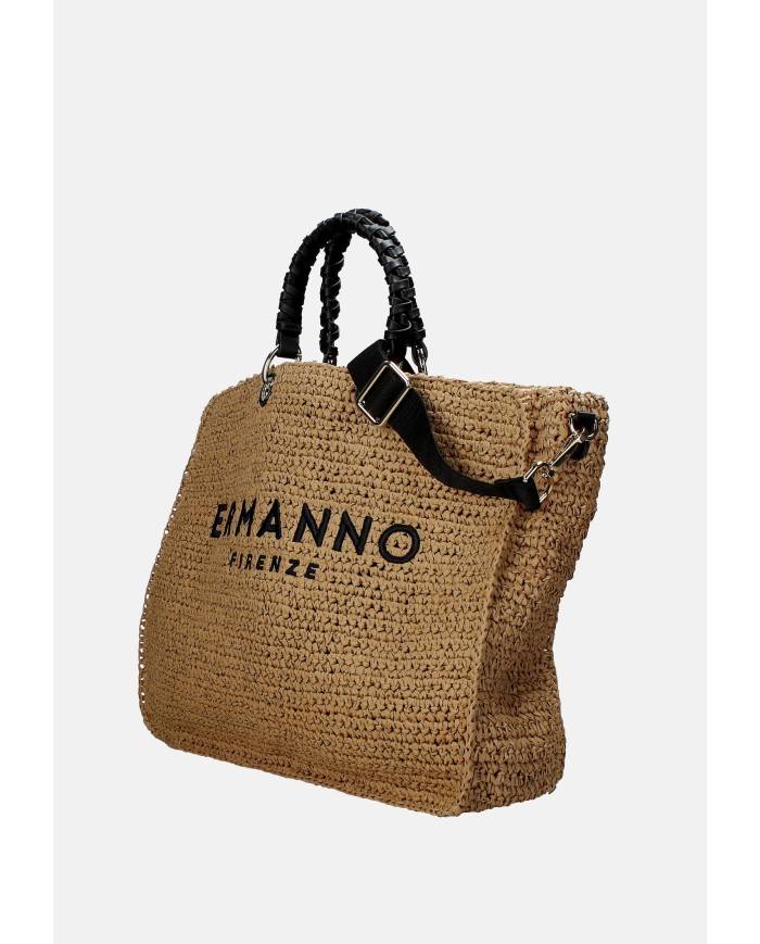 Ermanno Scervino 12402082 Borsa grande in rafia ed ecopelle Beige
