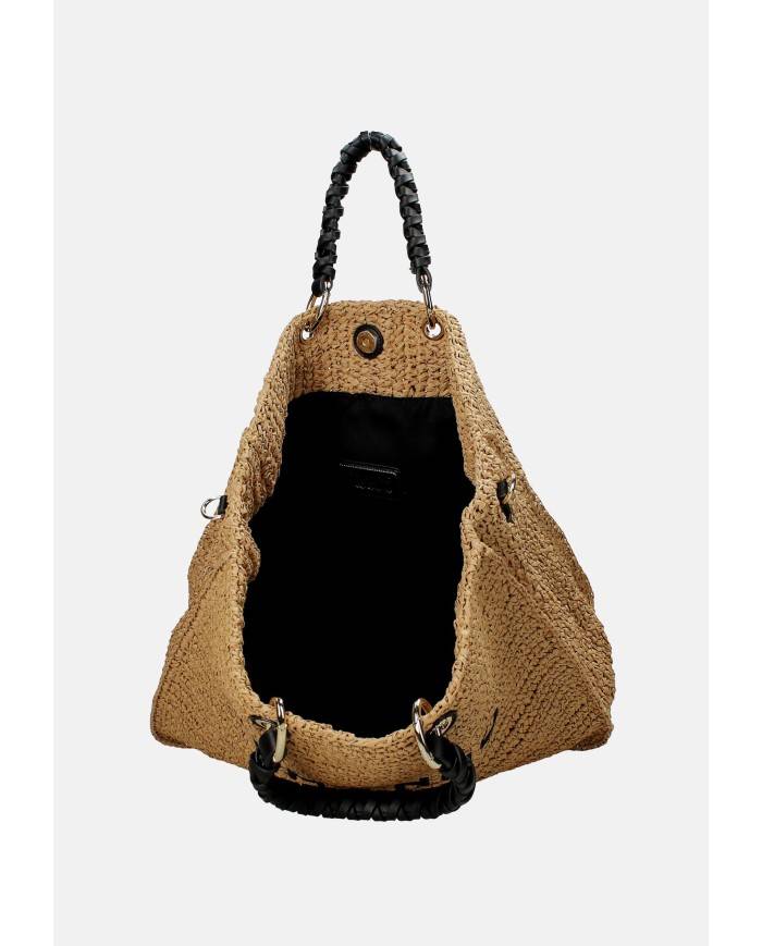 Ermanno Scervino 12402082 Borsa grande in rafia ed ecopelle Beige
