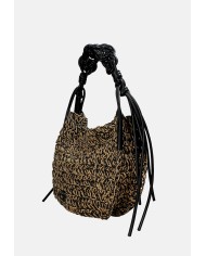 Ermanno Scervino 12402084 Borsa a spalla in rafia ed ecopelle Beige e Nero