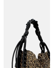 Ermanno Scervino 12402084 Borsa a spalla in rafia ed ecopelle Beige e Nero