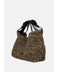 Ermanno Scervino 12402085 Borsa sacca grande in rafia ed ecopelle Beige e Nero