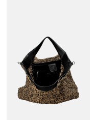 Ermanno Scervino 12402085 Borsa sacca grande in rafia ed ecopelle Beige e Nero