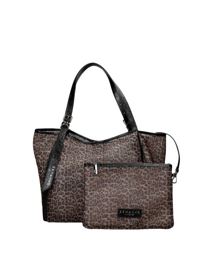 Ermanno Scervino 12402109 Borsa grande a spalla in tessuto trasparente Leopardo