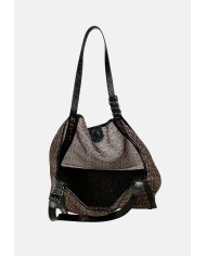 Ermanno Scervino 12402109 Borsa grande a spalla in tessuto trasparente Leopardo